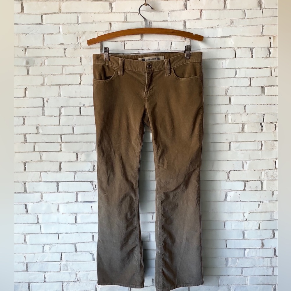 Gap tan ribbed corduroy ultra low rise stretch pants 6